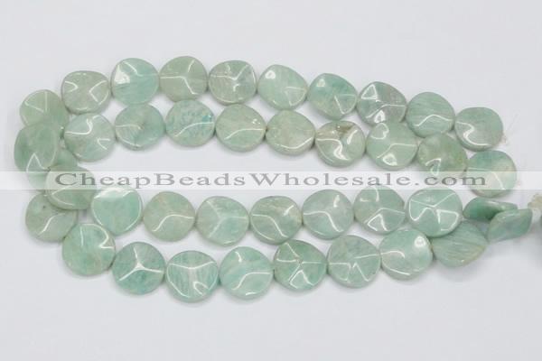 CAM412 15.5 inches 20mm wavy coin natural russian amazonite beads