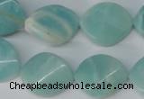 CAM607 15.5 inches 18*22mm twisted oval Chinese amazonite beads