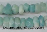 CAM611 15.5 inches 6*14mm faceted nugget Chinese amazonite beads