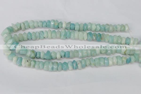 CAM611 15.5 inches 6*14mm faceted nugget Chinese amazonite beads