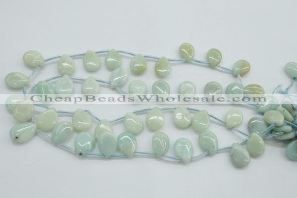 CAM651 Top-drilled 13*18mm flat teardrop amazonite beads