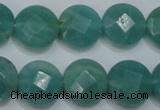 CAM942 15.5 inches 14mm faceted coin amazonite gemstone beads