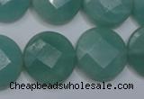 CAM945 15.5 inches 20mm faceted coin amazonite gemstone beads