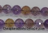 CAN11 15.5 inches 12mm faceted round natural ametrine gemstone beads