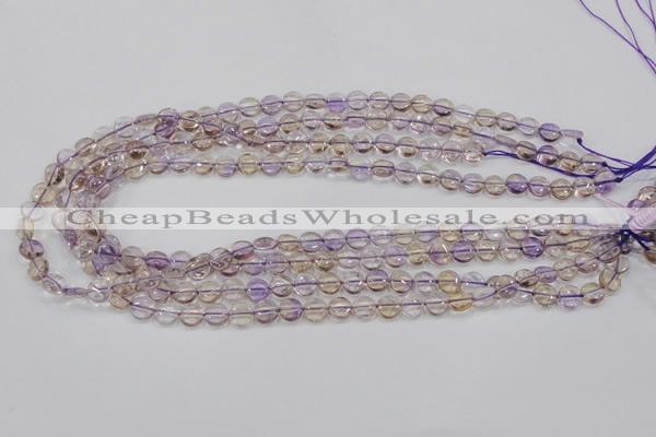 CAN39 15.5 inches 8mm flat round natural ametrine gemstone beads