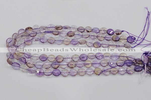 CAN41 15.5 inches 12mm flat round natural ametrine gemstone beads