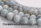 CAQ14 Multi sizes round natural aquamarine gemstone beads wholesale