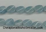 CAQ149 15.5 inches 8*12mm twisted oval natural aquamarine beads