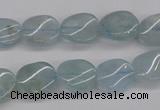 CAQ150 15.5 inches 10*12mm twisted oval natural aquamarine beads