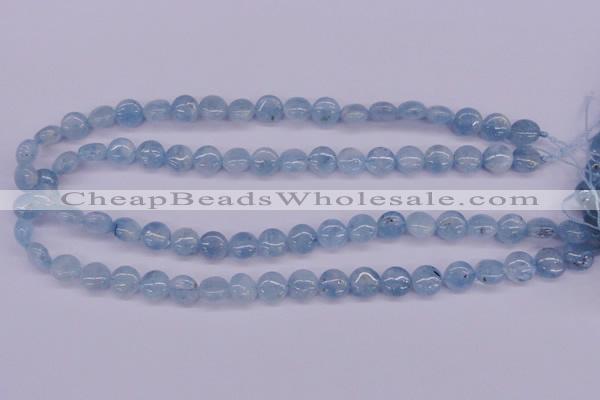 CAQ157 15.5 inches 10mm flat round natural aquamarine beads