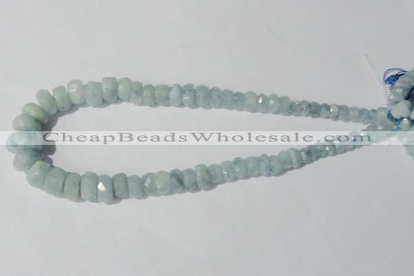 CAQ208 15.5 inches multi-size faceted rondelle natural aquamarine beads