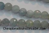 CAQ222 15 inches 6mm faceted round aquamarine beads wholesale