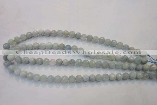 CAQ223 15 inches 8mm faceted round aquamarine beads wholesale