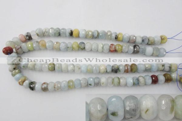 CAQ353 15.5 inches 8*12mm faceted rondelle natural aquamarine beads