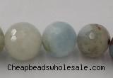 CAQ360 15.5 inches 7mm - 18mm faceted round natural aquamarine beads