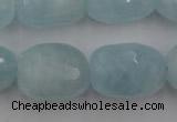 CAQ416 15.5 inches 18*25mm faceted nuggets natural aquamarine beads