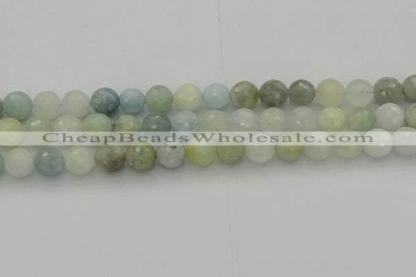 CAQ438 15.5 inches 10mm faceted round natural aquamarine beads