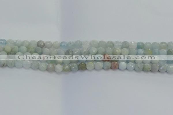 CAQ552 15.5 inches 6mm faceted round natural aquamarine beads