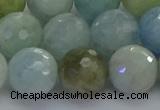 CAQ555 15.5 inches 12mm faceted round natural aquamarine beads