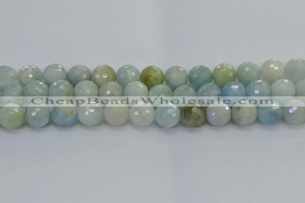 CAQ555 15.5 inches 12mm faceted round natural aquamarine beads