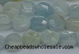 CAQ568 15.5 inches 7mm faceted coin natural aquamarine beads