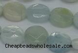 CAQ569 15.5 inches 9mm faceted coin natural aquamarine beads