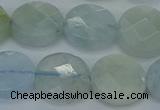 CAQ570 15.5 inches 11mm faceted coin natural aquamarine beads