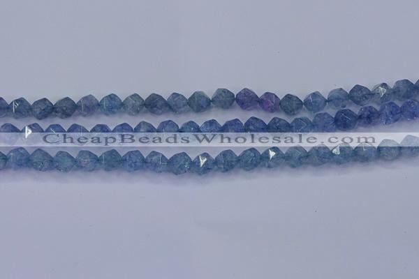 CAQ772 15.5 inches 8mm faceted nuggets imitation aquamarine beads