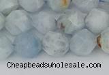 CAQ833 15.5 inches 10mm faceted nuggets aquamarine beads