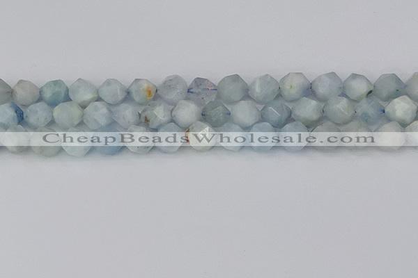 CAQ834 15.5 inches 12mm faceted nuggets aquamarine beads