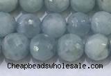 CAQ870 15.5 inches 6mmm faceted round aquamarine beads wholesale