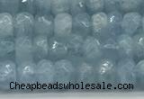 CAQ890 15.5 inches 3.5*6mm faceted rondelle aquamarine beads