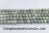 CAQ913 15.5 inches 10mm faceted round aquamarine beads wholesale