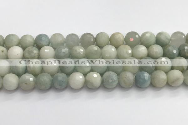 CAQ914 15.5 inches 12mm faceted round aquamarine beads wholesale