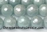 CAQ927 15 inches 8mm faceted round AB-color imitation aquamarine agate beads