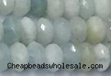 CAQ953 15 inches 6*8mm faceted rondelle aquamarine beads