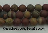 CAR360 15.5 inches 4mm round matte red artistic jasper beads