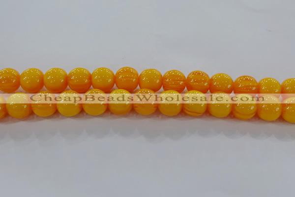 CAR405 15.5 inches 14mm round synthetic amber beads wholesale