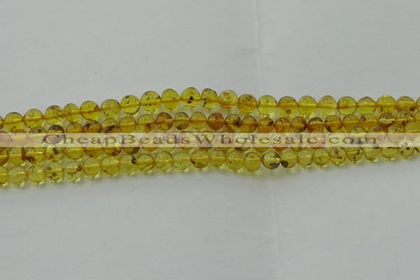 CAR521 15.5 inches 5mm - 6mm round natural amber beads wholesale