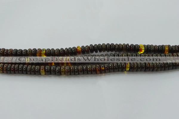 CAR533 15.5 inches 4*10mm rondelle natural amber beads wholesale