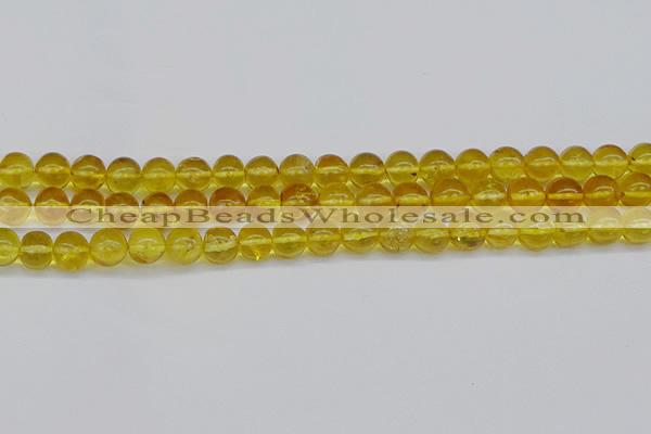 CAR552 15.5 inches 7mm - 8mm round natural amber beads wholesale