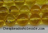 CAR564 15.5 inches 9mm - 10mm round natural amber beads wholesale