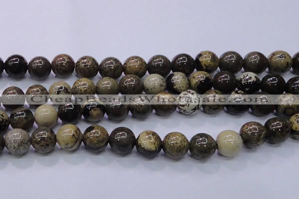 CAR58 15.5 inches 20mm round yellow artistic jasper beads