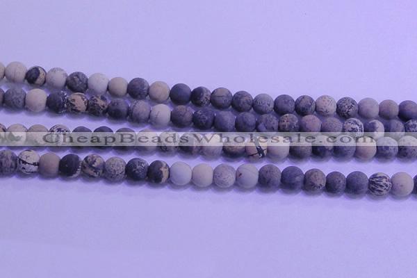 CAR62 15.5 inches 8mm round matte yellow artistic jasper beads