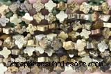 CARV35 15 inches 8mm carved flower picture jasper beads