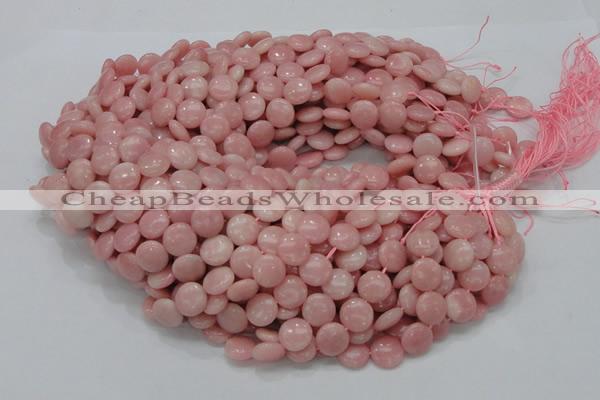 CAS16 15.5 inches 12mm flat round pink angel skin gemstone beads