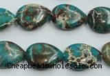 CAT11 15.5 inches 13*18mm flat teardrop natural aqua terra jasper beads