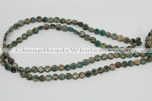 CAT5007 15.5 inches 8mm flat round natural aqua terra jasper beads