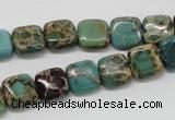 CAT5018 15.5 inches 10*10mm square natural aqua terra jasper beads