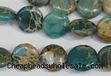 CAT5030 15.5 inches 14mm flat round natural aqua terra jasper beads